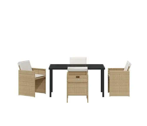 5 Daļu Dārza Galda Komplekts Ar Spilveniem, Bēšs Poliratans Vidaxl