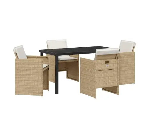 5 Daļu Dārza Galda Komplekts Ar Spilveniem, Bēšs Poliratans Vidaxl