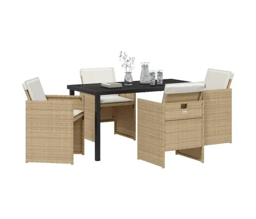 5 Daļu Dārza Galda Komplekts Ar Spilveniem, Bēšs Poliratans Vidaxl