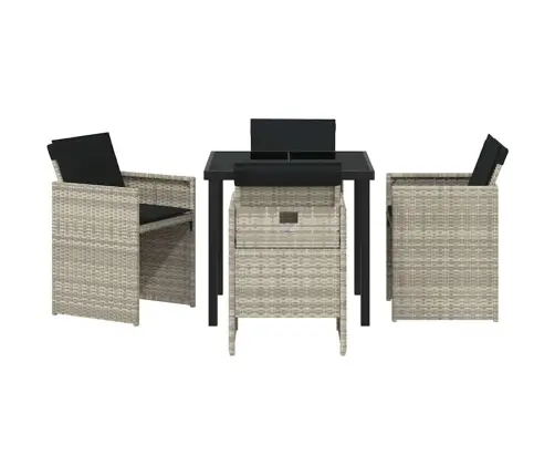 5 Daļu Dārza Galda Komplekts Ar Spilveniem, Gaiši Pelēks, Poliratanas Vidaxl