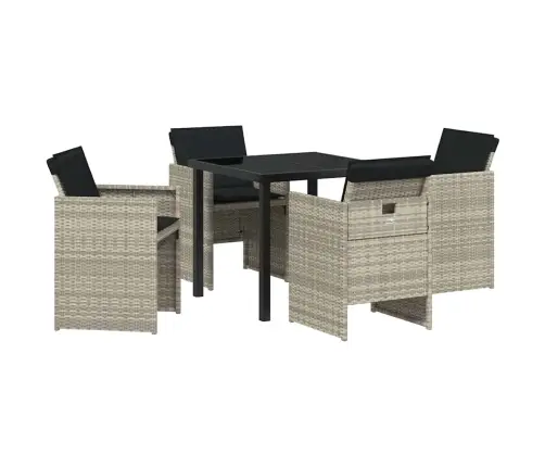 5 Daļu Dārza Galda Komplekts Ar Spilveniem, Gaiši Pelēks, Poliratanas Vidaxl