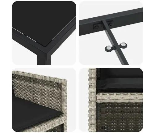 Sodo Valgomojo Komplektas 5 Pcs Šviesiai Pilka Poliratanas