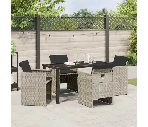 Sodo Valgomojo Komplektas 5 Pcs Šviesiai Pilka Poliratanas