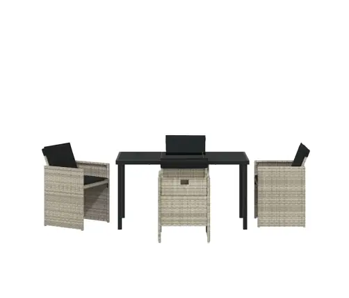 Sodo Valgomojo Komplektas 5 Pcs Šviesiai Pilka Poliratanas