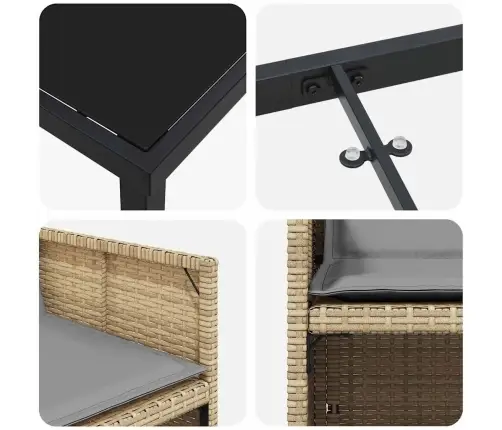 Aia Söögilaudade Komplekt 5 Pcs Beež Polürotang