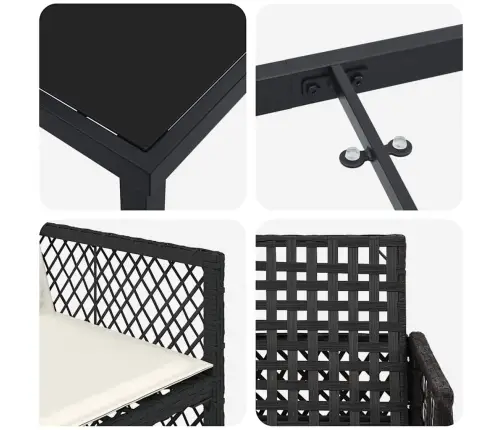 Sodo Valgomojo Komplektas 5 Pcs Juoda Poliratanas