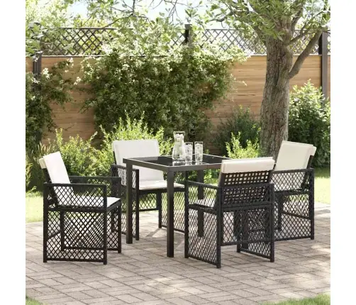 Sodo Valgomojo Komplektas 5 Pcs Juoda Poliratanas