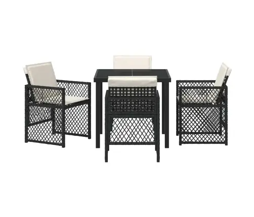 Sodo Valgomojo Komplektas 5 Pcs Juoda Poliratanas