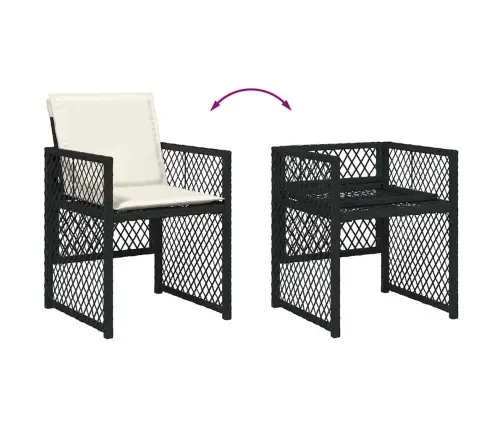 Sodo Valgomojo Komplektas 5 Pcs Juoda Poliratanas