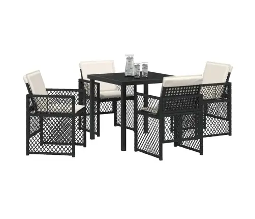 Sodo Valgomojo Komplektas 5 Pcs Juoda Poliratanas