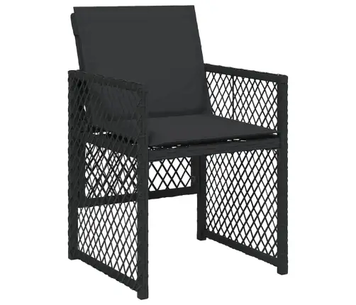 5 Gabalu Dārza Ēdamgalda Komplekts Ar Spilveniem Melnā Poli Ratanā Vidaxl