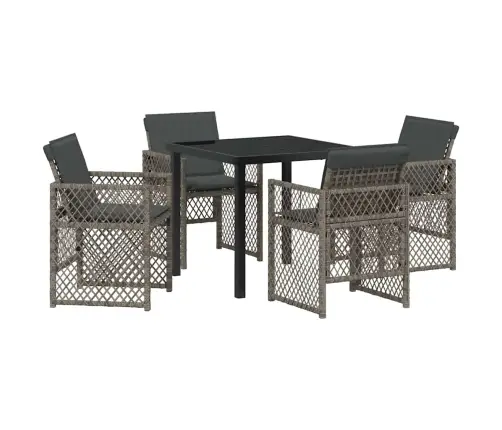 5 Daļu Dārza Ēdamgalds Ar Spilveniem Pelēkā Rotangpalmas Vidaxl