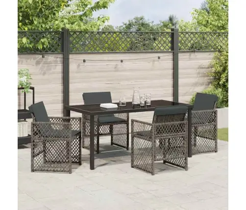 Sodo Valgomojo Komplektas 5 Pcs Pilka Poliratanas