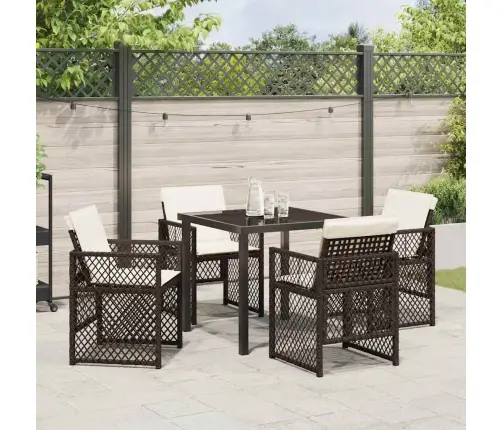 Sodo Valgomojo Komplektas 5 Pcs Ruda Poliratanas