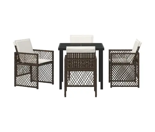 Sodo Valgomojo Komplektas 5 Pcs Ruda Poliratanas