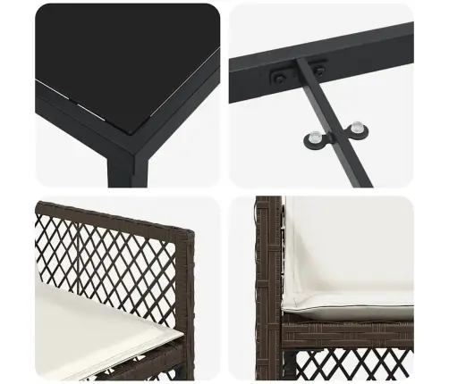 5 Daļu Dārza Ēdamistabas Komplekts Ar Spilveniem Brūns Poli Ratans Vidaxl