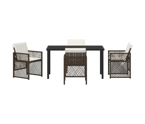 5 Daļu Dārza Ēdamistabas Komplekts Ar Spilveniem Brūns Poli Ratans Vidaxl