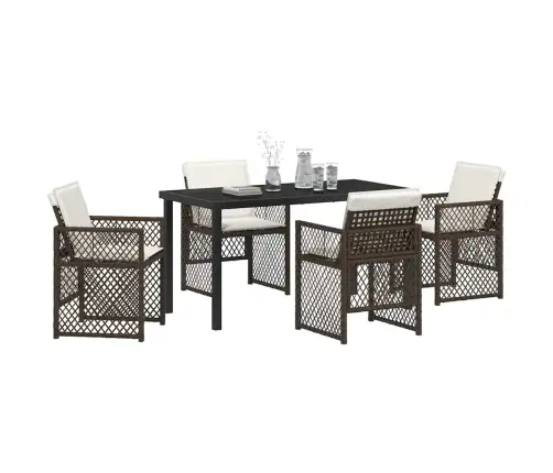 5 Daļu Dārza Ēdamistabas Komplekts Ar Spilveniem Brūns Poli Ratans Vidaxl