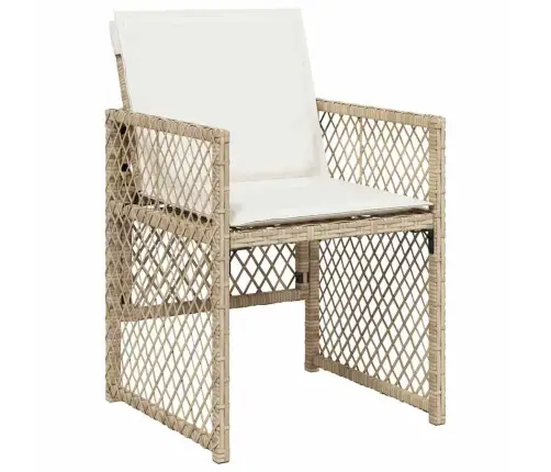 5 Daļu Dārzniecības Ēdamgalds Ar Spilveniem Bēšs Poli Rotangpalma Vidaxl