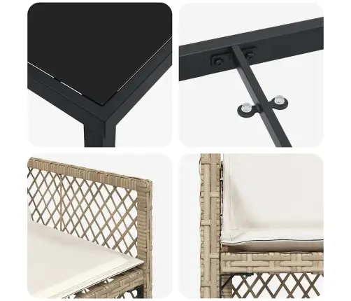 Aia Söögilaudade Komplekt 5 Pcs Beež Polürotang