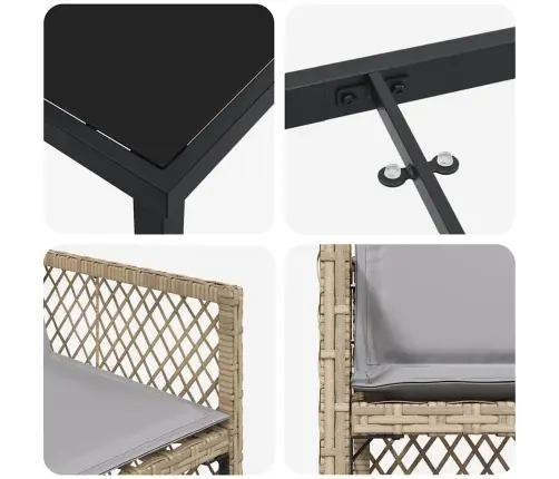 5 Daļu Dārza Ēdamgalds Ar Spilveniem Bēšs Poli Rotangpalma Vidaxl