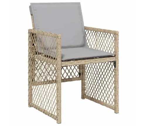 5 Daļu Dārza Ēdamgalds Ar Spilveniem Bēšs Poli Rotangpalma Vidaxl