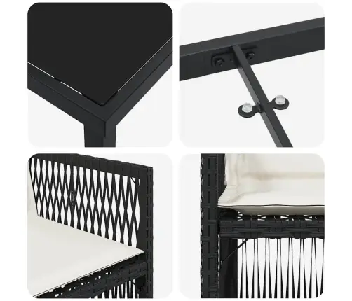 Aia Söögilaudade Komplekt 5 Pcs Must Pulbervärvitud Teras