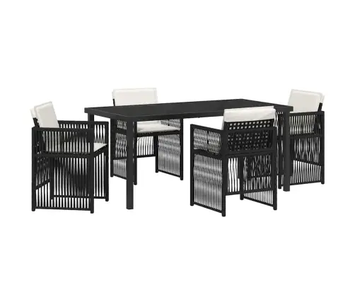 5 Daļīgs Dārza Galds Ar Spilveniem Melnā Poliratanā Vidaxl