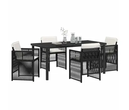 5 Daļīgs Dārza Galds Ar Spilveniem Melnā Poliratanā Vidaxl