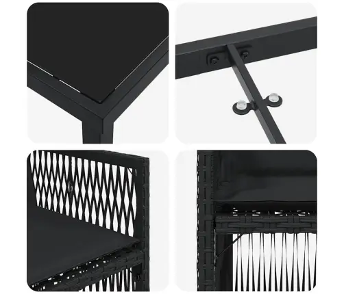 Aia Söögilaudade Komplekt 5 Pcs Must Pulbervärvitud Teras