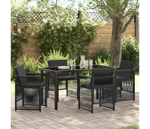 Aia Söögilaudade Komplekt 5 Pcs Must Pulbervärvitud Teras