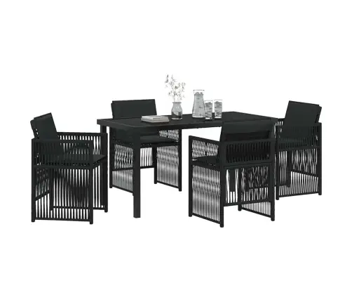 Aia Söögilaudade Komplekt 5 Pcs Must Pulbervärvitud Teras