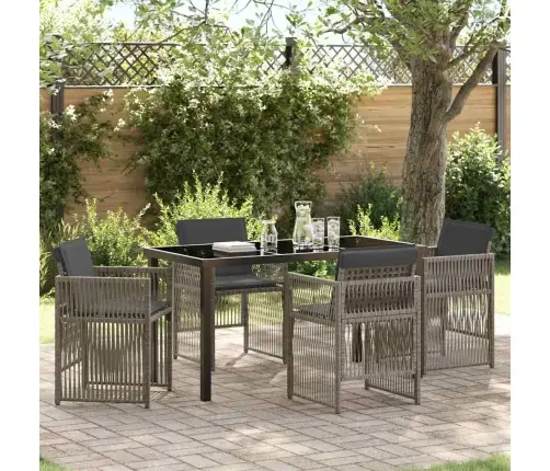 Sodo Valgomojo Komplektas 5 Pcs Pilka Poli Ratanas