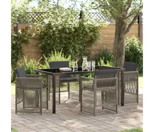 5 Daļīgs Dārza Galds Ar Spilveniem Pelēkā Poliratanā Vidaxl