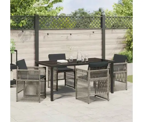 5 Daļīgs Dārza Galds Ar Spilveniem Pelēkā Poliratanā Vidaxl