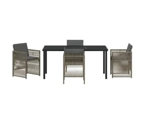 5 Daļīgs Dārza Galds Ar Spilveniem Pelēkā Poliratanā Vidaxl