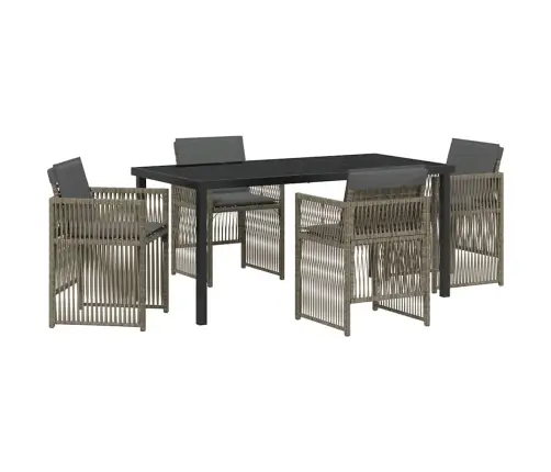 5 Daļīgs Dārza Galds Ar Spilveniem Pelēkā Poliratanā Vidaxl