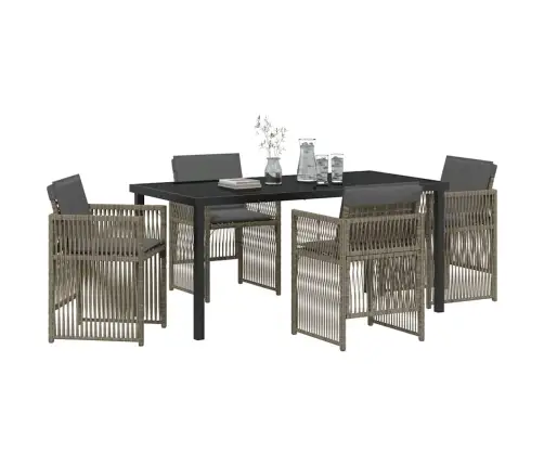 5 Daļīgs Dārza Galds Ar Spilveniem Pelēkā Poliratanā Vidaxl