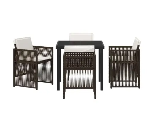 Brūnais Dārza Ēdamgalds 5 Pcs Brūna Tērauds Vidaxl