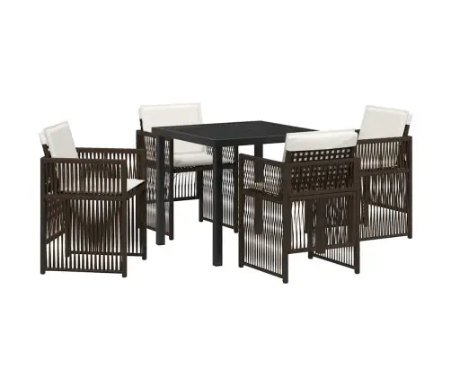 Brūnais Dārza Ēdamgalds 5 Pcs Brūna Tērauds Vidaxl