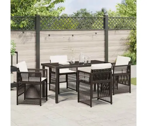 5 Daļu Dārza Galdu Komplekts Ar Spilveniem Brūnā Poliratanā Vidaxl