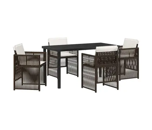 5 Daļu Dārza Galdu Komplekts Ar Spilveniem Brūnā Poliratanā Vidaxl