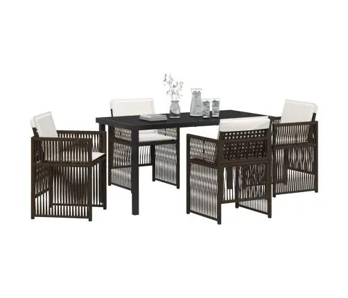 5 Daļu Dārza Galdu Komplekts Ar Spilveniem Brūnā Poliratanā Vidaxl