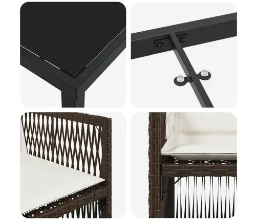 5 Daļu Dārza Galda Komplekts Ar Spilveniem Brūnā Poliratanā Vidaxl