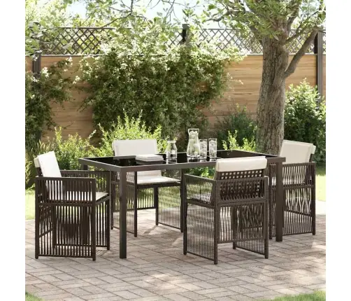 5 Daļu Dārza Galda Komplekts Ar Spilveniem Brūnā Poliratanā Vidaxl