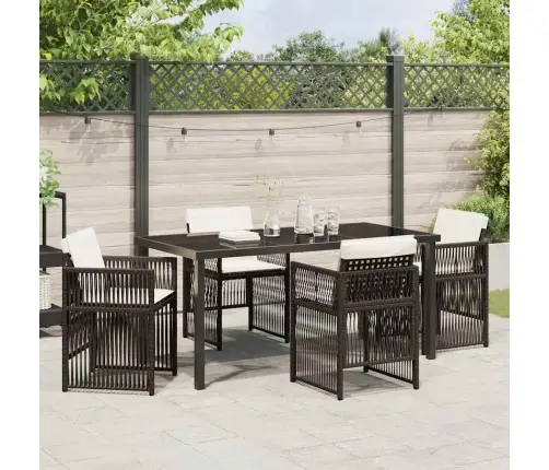 5 Daļu Dārza Galda Komplekts Ar Spilveniem Brūnā Poliratanā Vidaxl