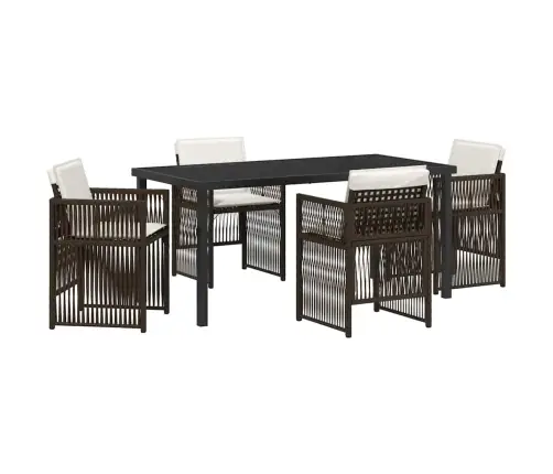 5 Daļu Dārza Galda Komplekts Ar Spilveniem Brūnā Poliratanā Vidaxl