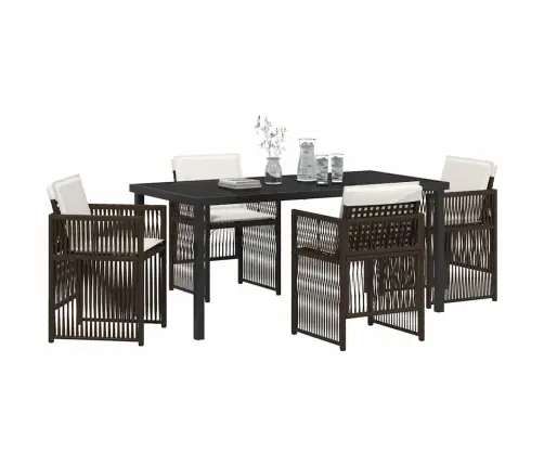 5 Daļu Dārza Galda Komplekts Ar Spilveniem Brūnā Poliratanā Vidaxl