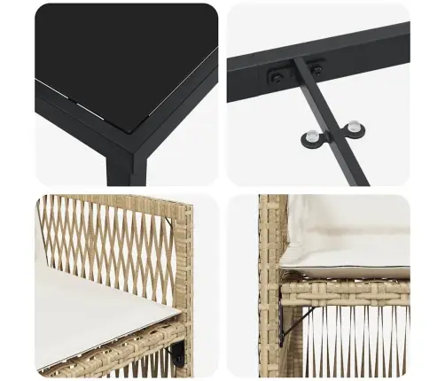 Aia Söögilaudade Komplekt 5 Pcs Beež Polürooster