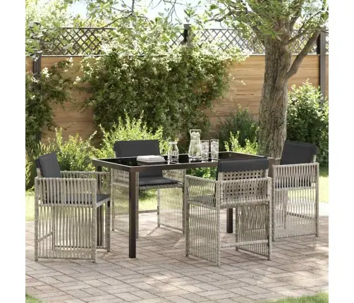 5 Daļu Dārza Galda Komplekts Ar Spilveniem, Gaiši Pelēks Poliratan Vidaxl